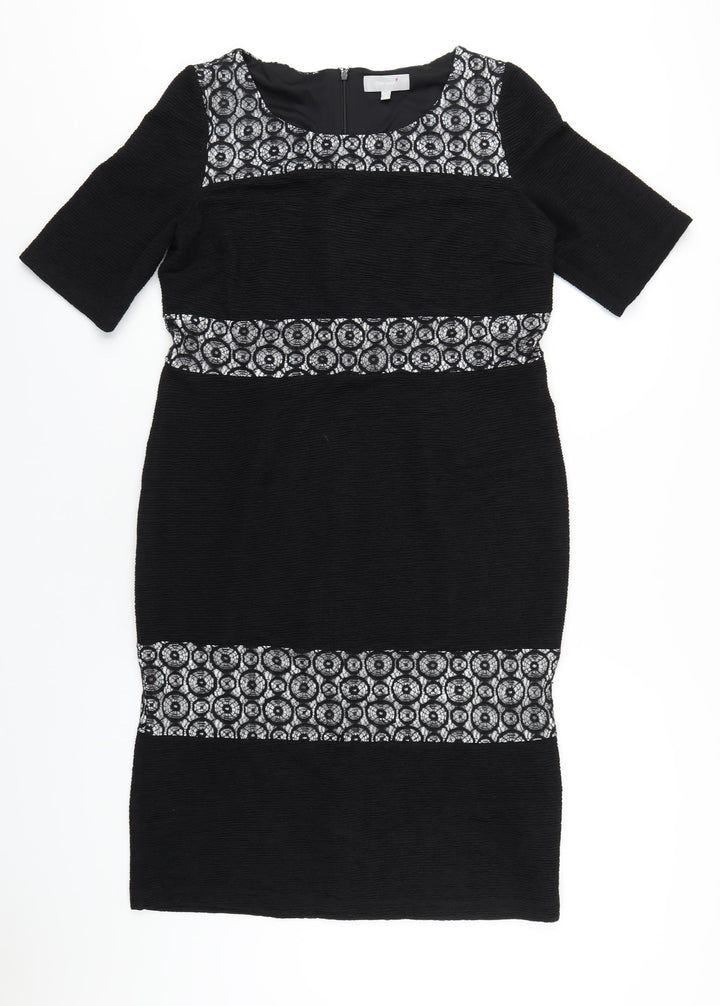 Per Una Womens Black Polyester Pencil Dress Size 16 Roll Neck Zip