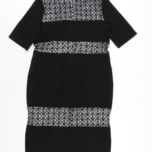 Per Una Womens Black Polyester Pencil Dress Size 16 Roll Neck Zip