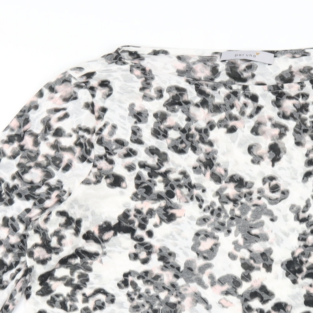 Per Una Womens Multicoloured Animal Print Polyester Basic T-Shirt Size 14 Round Neck
