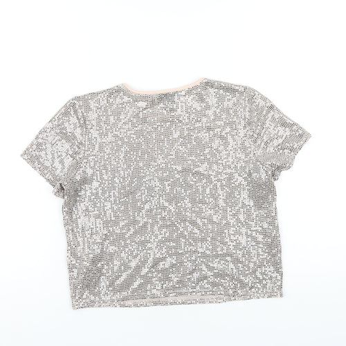 New Look Girls Pink Polyester Basic T-Shirt Size 14 Years Round Neck Pullover
