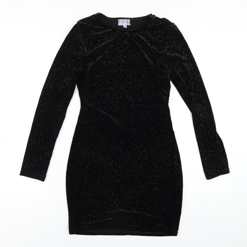 In the Style Womens Black Polyester Bodycon Size 10 Round Neck Pullover