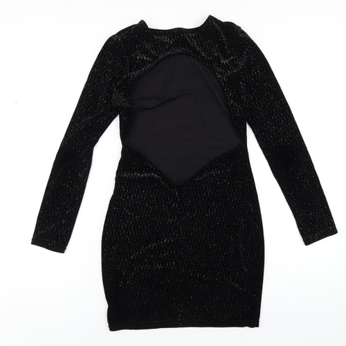In the Style Womens Black Polyester Bodycon Size 10 Round Neck Pullover