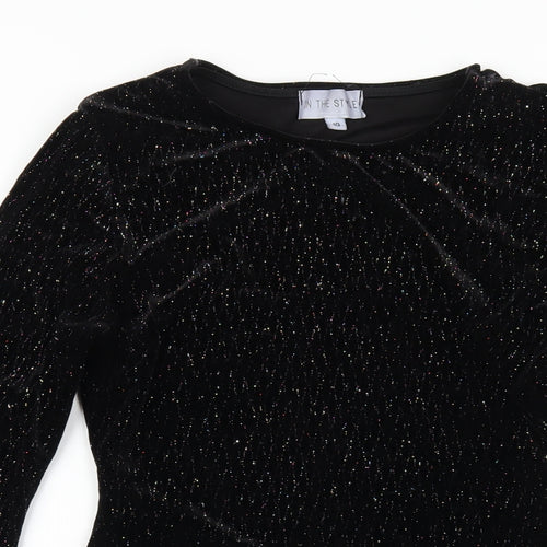 In the Style Womens Black Polyester Bodycon Size 10 Round Neck Pullover