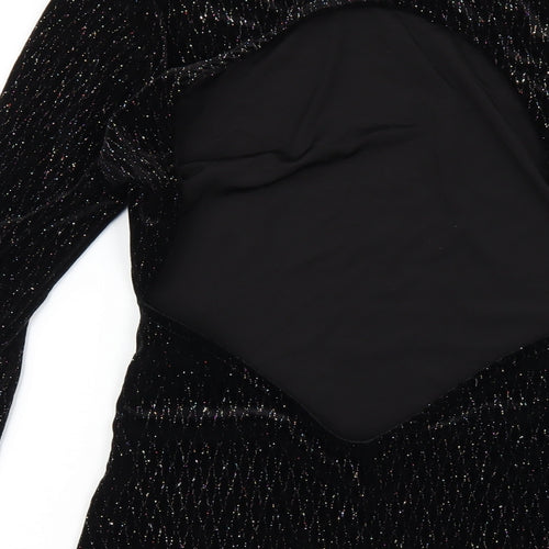 In the Style Womens Black Polyester Bodycon Size 10 Round Neck Pullover