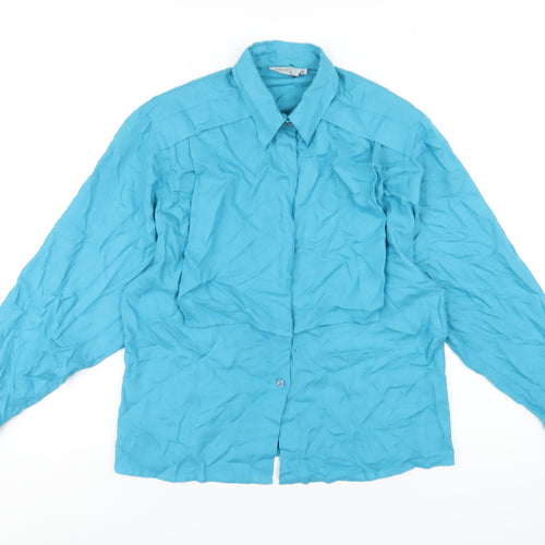 NEXT Womens Blue Polyester Basic Button-Up Size 14 Collared
