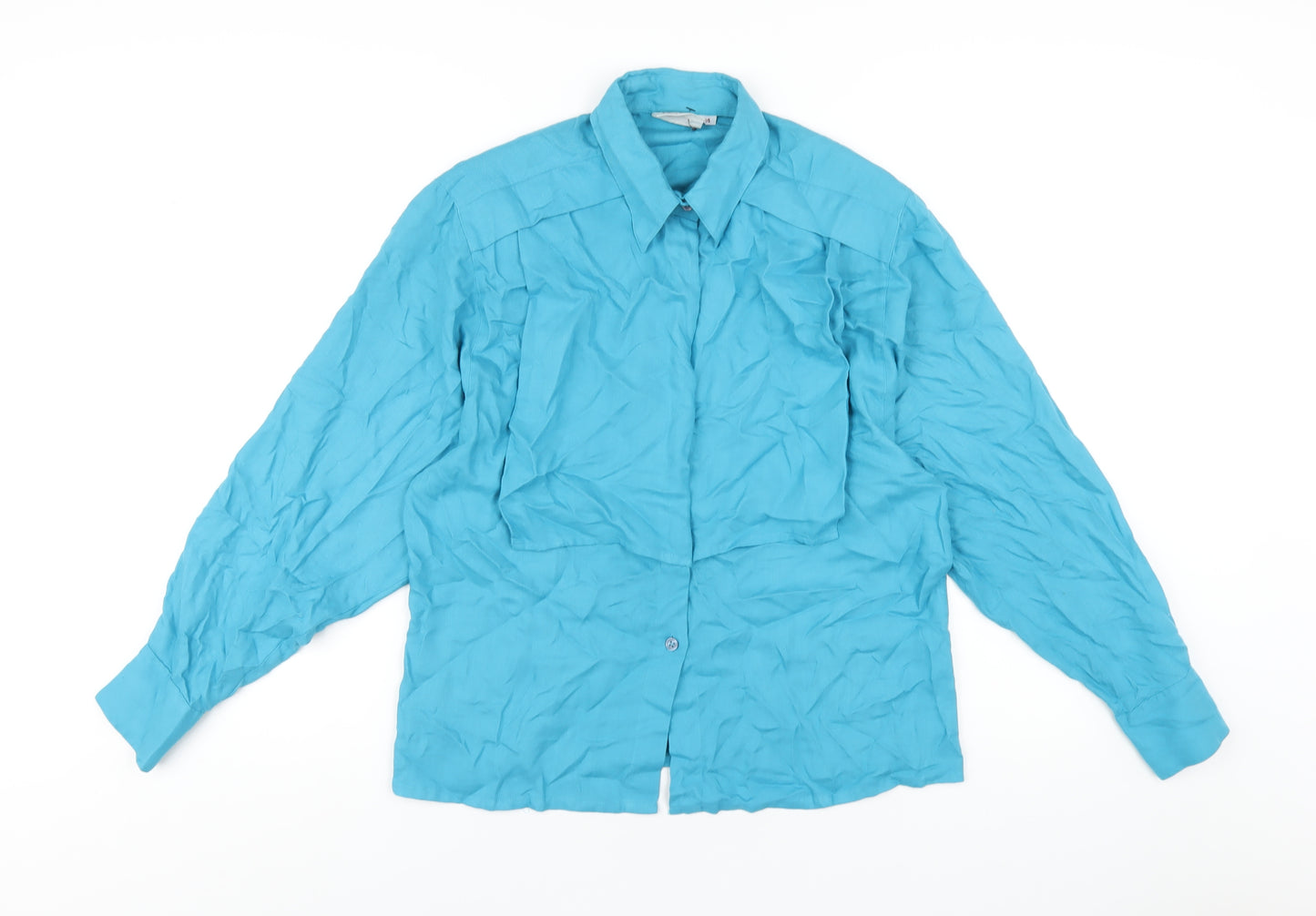 NEXT Womens Blue Polyester Basic Button-Up Size 14 Collared