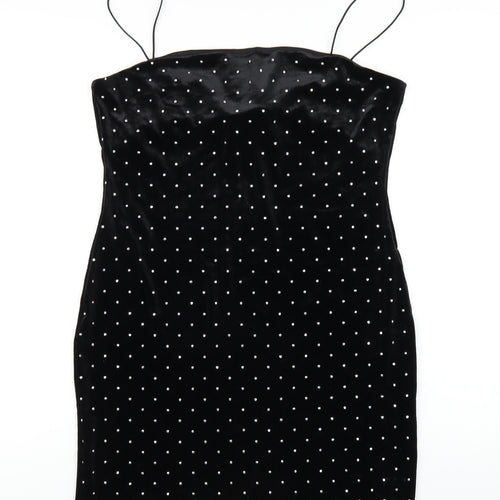 H&M Womens Black Polyester Bodycon Size L Square Neck Pullover