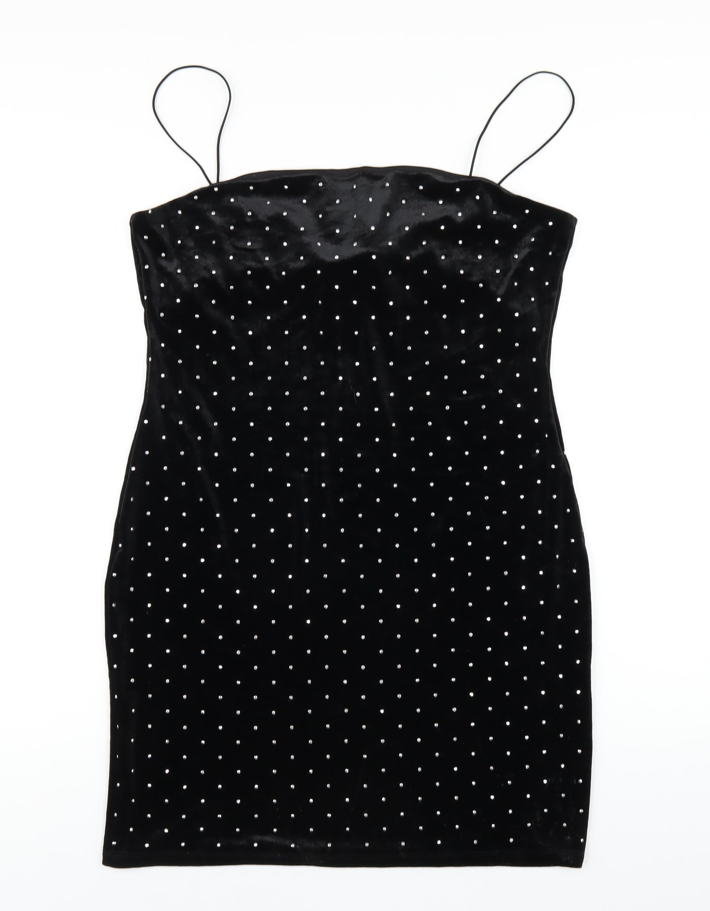 H&M Womens Black Polyester Bodycon Size L Square Neck Pullover