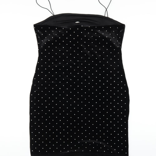 H&M Womens Black Polyester Bodycon Size L Square Neck Pullover