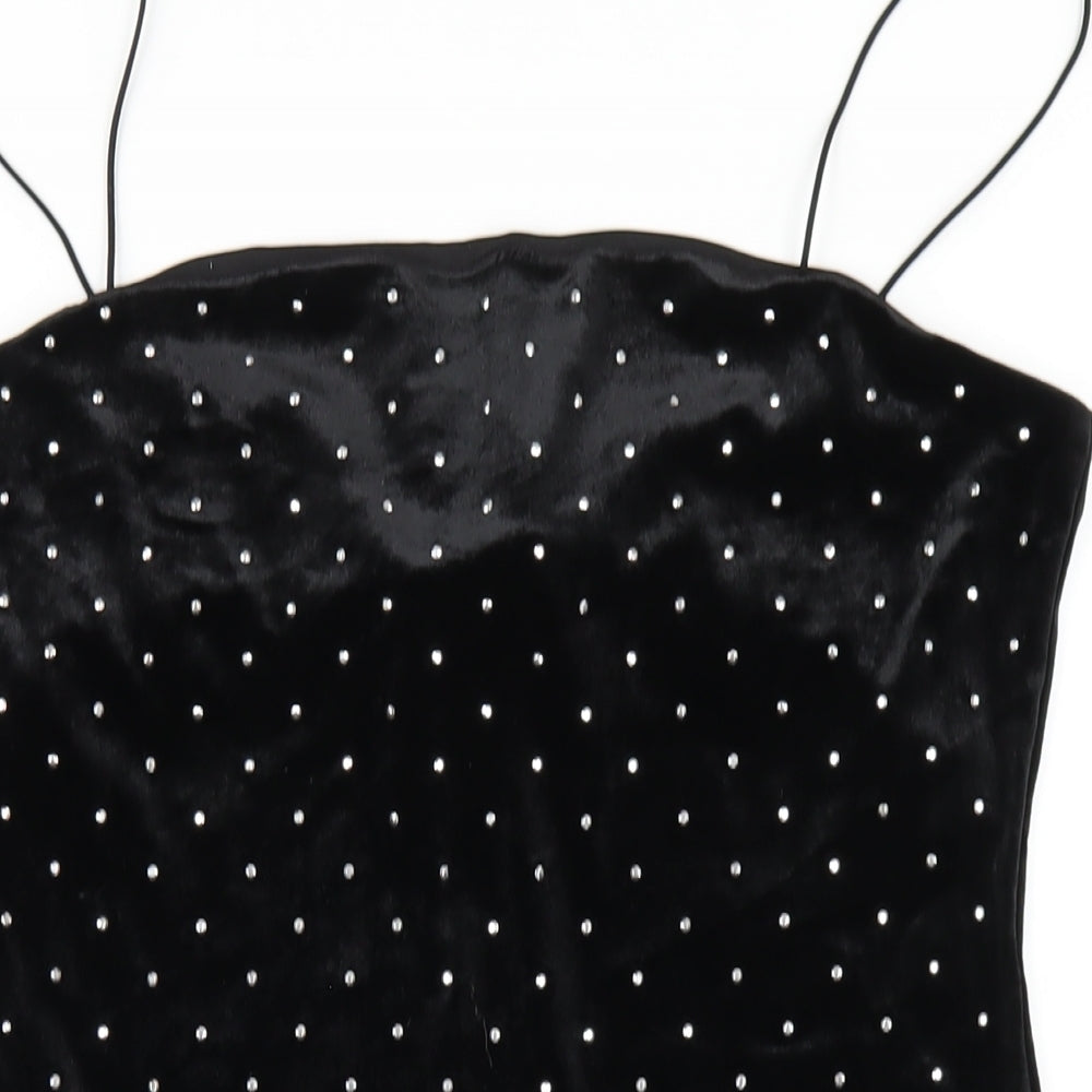 H&M Womens Black Polyester Bodycon Size L Square Neck Pullover