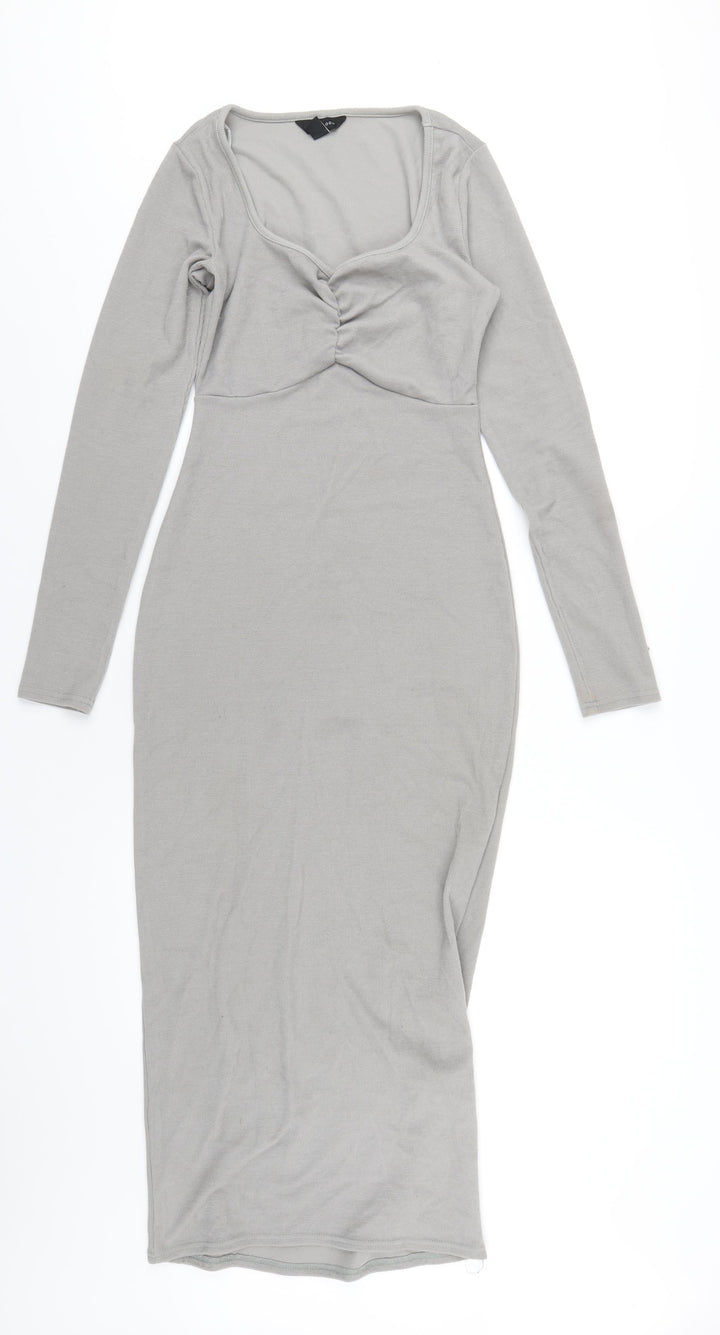 New Look Womens Grey Polyester Bodycon Size 10 Square Neck Pullover