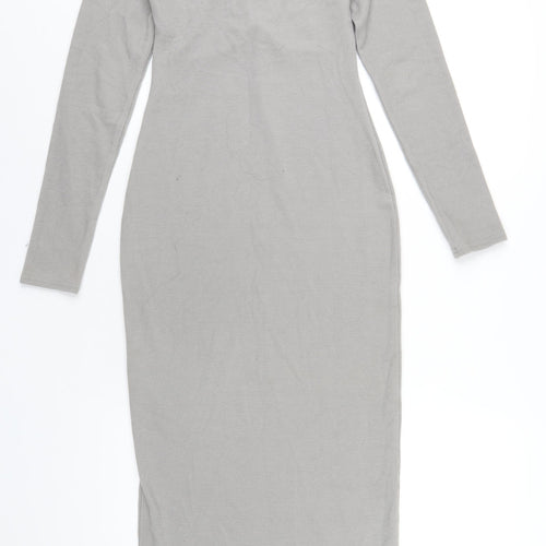 New Look Womens Grey Polyester Bodycon Size 10 Square Neck Pullover