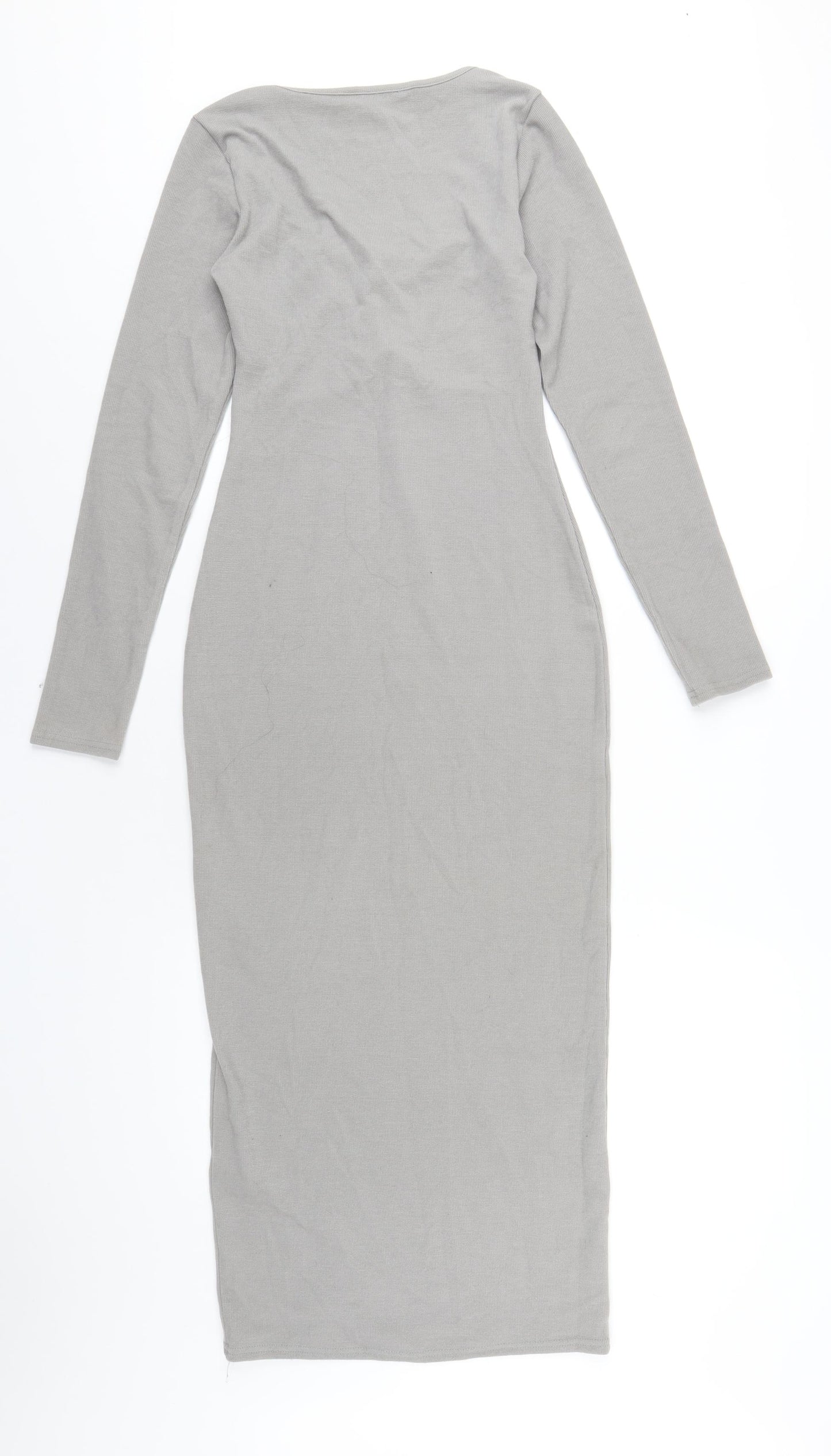 New Look Womens Grey Polyester Bodycon Size 10 Square Neck Pullover