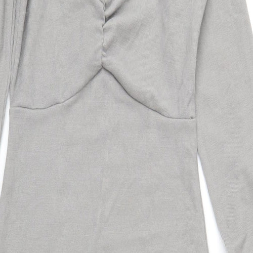 New Look Womens Grey Polyester Bodycon Size 10 Square Neck Pullover