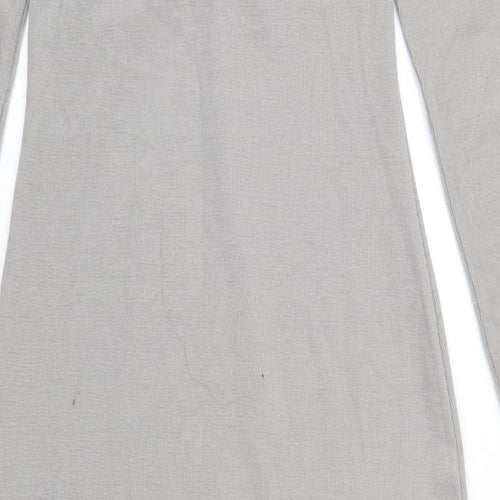 New Look Womens Grey Polyester Bodycon Size 10 Square Neck Pullover