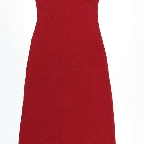 Topshop Womens Red Polyester A-Line Size 10 Round Neck Pullover