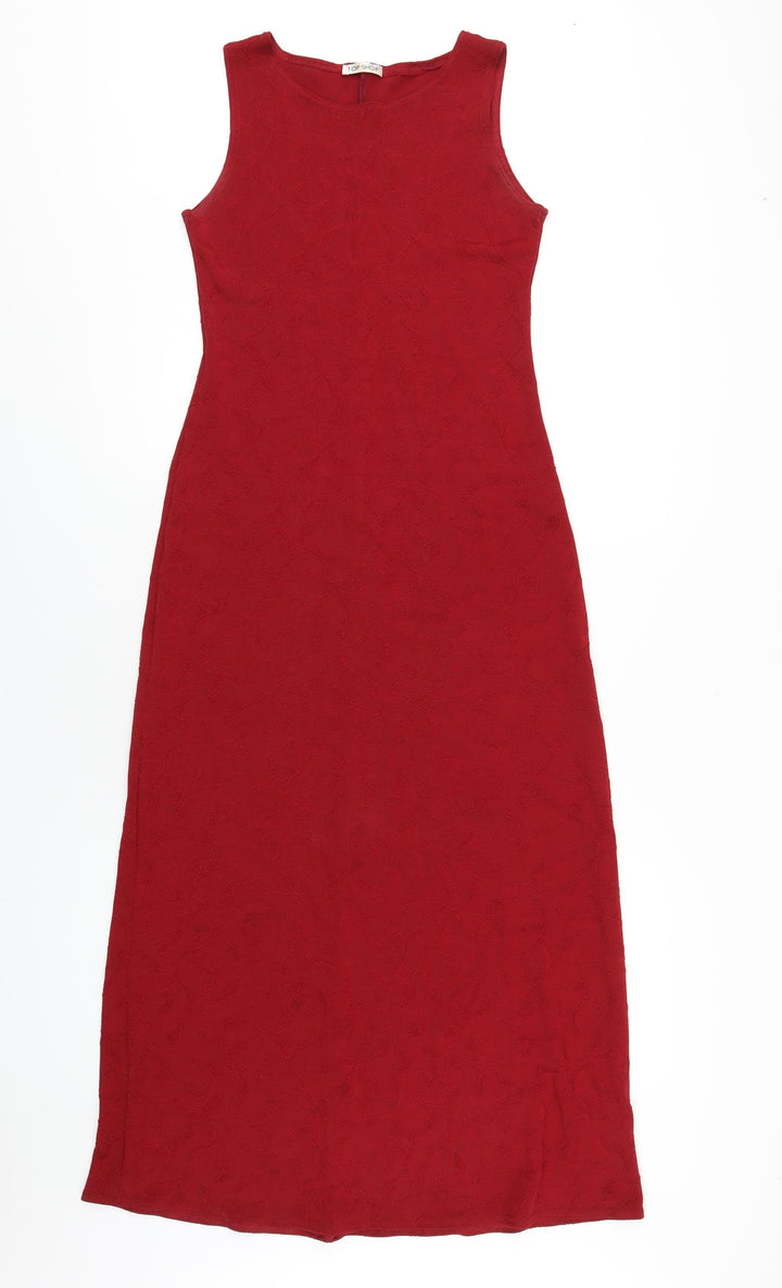 Topshop Womens Red Polyester A-Line Size 10 Round Neck Pullover