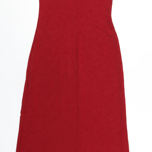 Topshop Womens Red Polyester A-Line Size 10 Round Neck Pullover