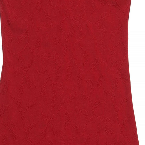 Topshop Womens Red Polyester A-Line Size 10 Round Neck Pullover