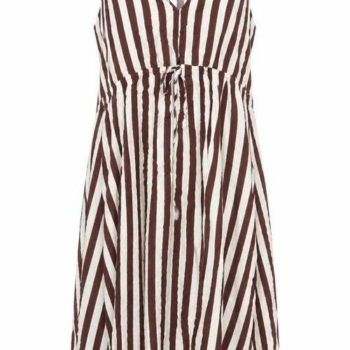 Mango Womens Brown Striped Viscose A-Line Size 2XL V-Neck Pullover