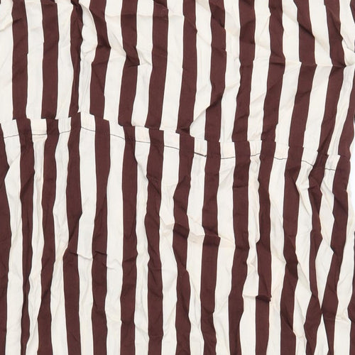 Mango Womens Brown Striped Viscose A-Line Size 2XL V-Neck Pullover