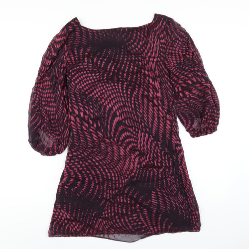 Fenn Wright Manson Womens Purple Silk A-Line Size 10 Square Neck Zip