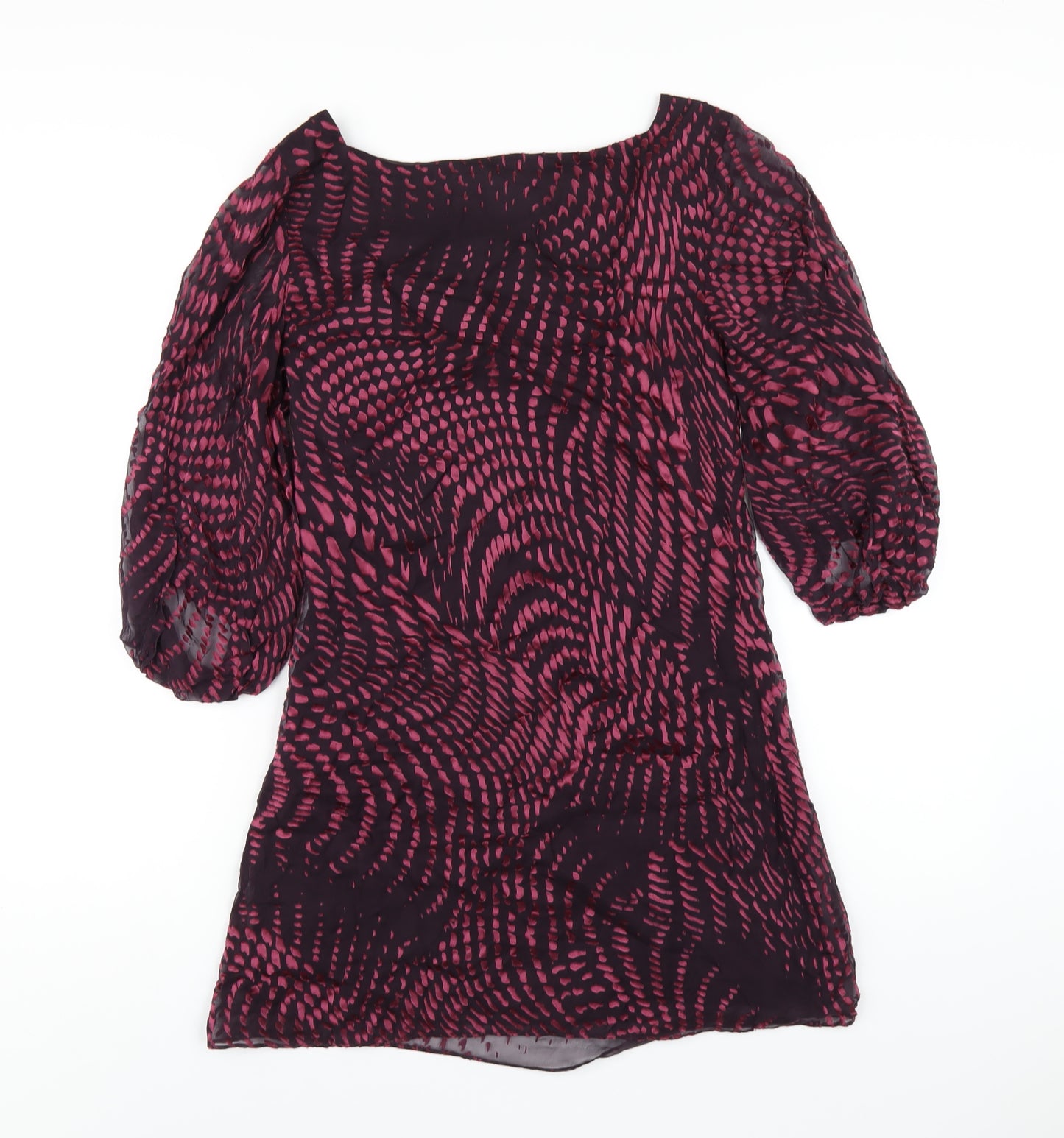 Fenn Wright Manson Womens Purple Silk A-Line Size 10 Square Neck Zip