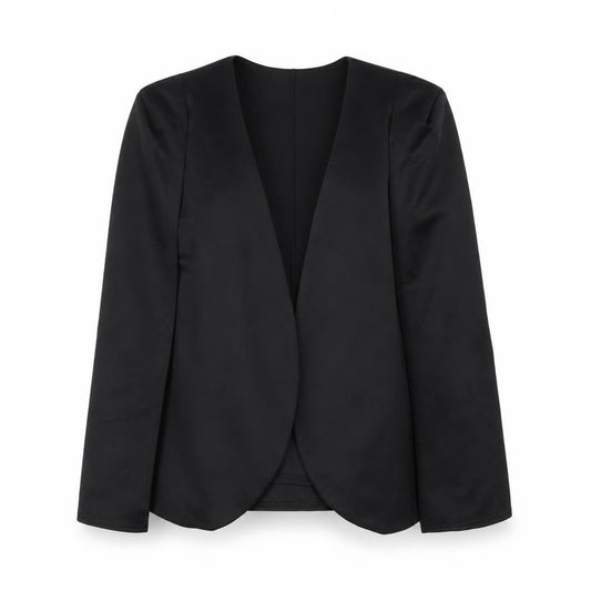 Front view of PRETTYLITTLETHING women’s black jacket, size UK 10