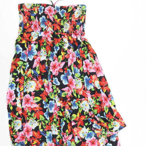 BHS Womens Multicoloured Floral Cotton A-Line Size 16 Square Neck Pullover