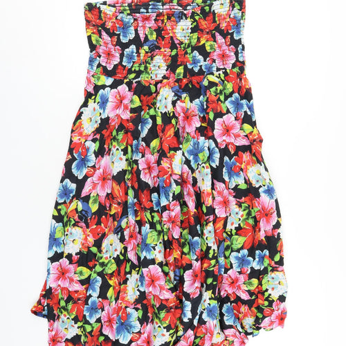 BHS Womens Multicoloured Floral Cotton A-Line Size 16 Square Neck Pullover