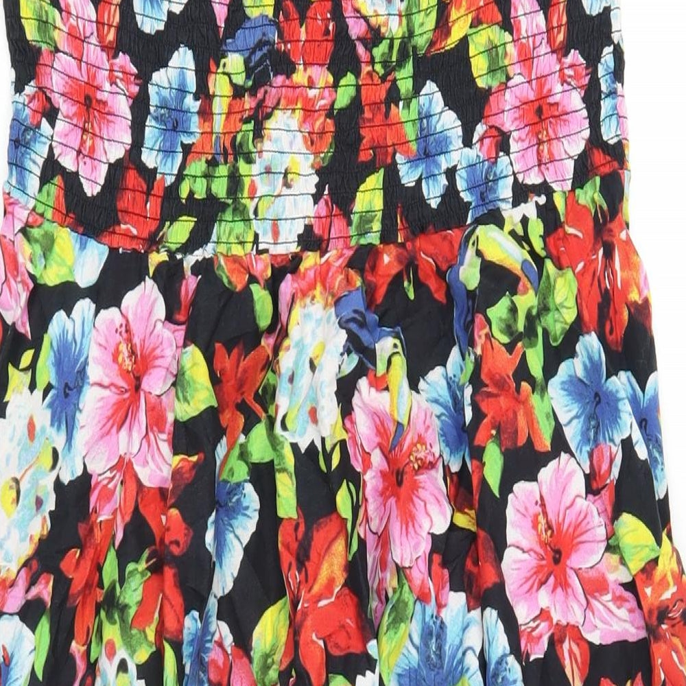 BHS Womens Multicoloured Floral Cotton A-Line Size 16 Square Neck Pullover