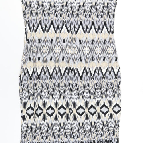 Wallis Womens Multicoloured Geometric Viscose Bodycon Size M Scoop Neck Pullover