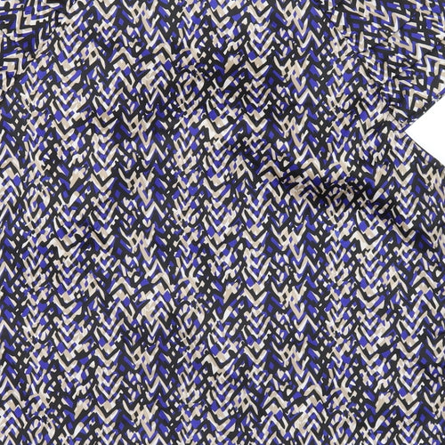Debenhams Womens Blue Geometric Polyester Basic T-Shirt Size 10 Round Neck