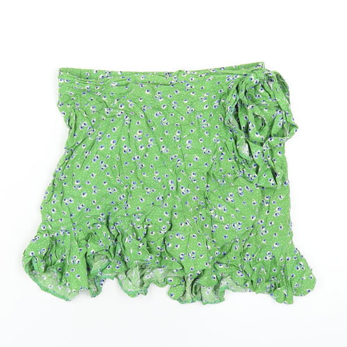 New Look Womens Green Floral Viscose A-Line Skirt Size 10