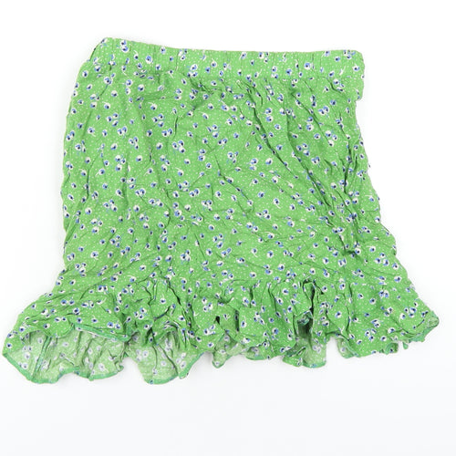 New Look Womens Green Floral Viscose A-Line Skirt Size 10