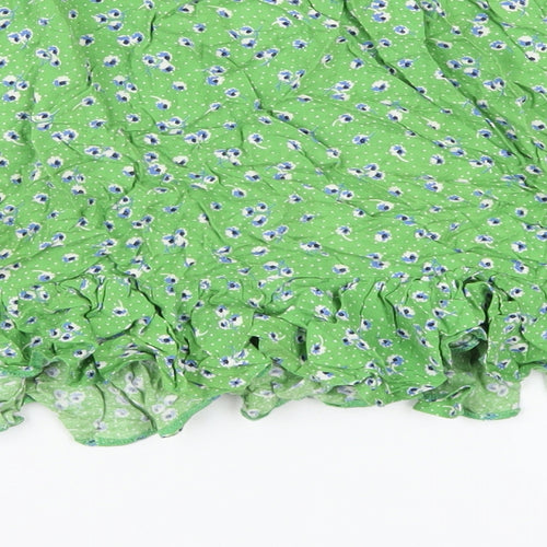 New Look Womens Green Floral Viscose A-Line Skirt Size 10