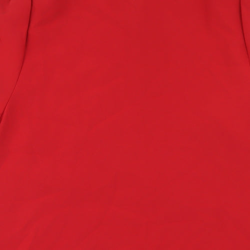 Zara Womens Red Polyester A-Line Size L Collared Button