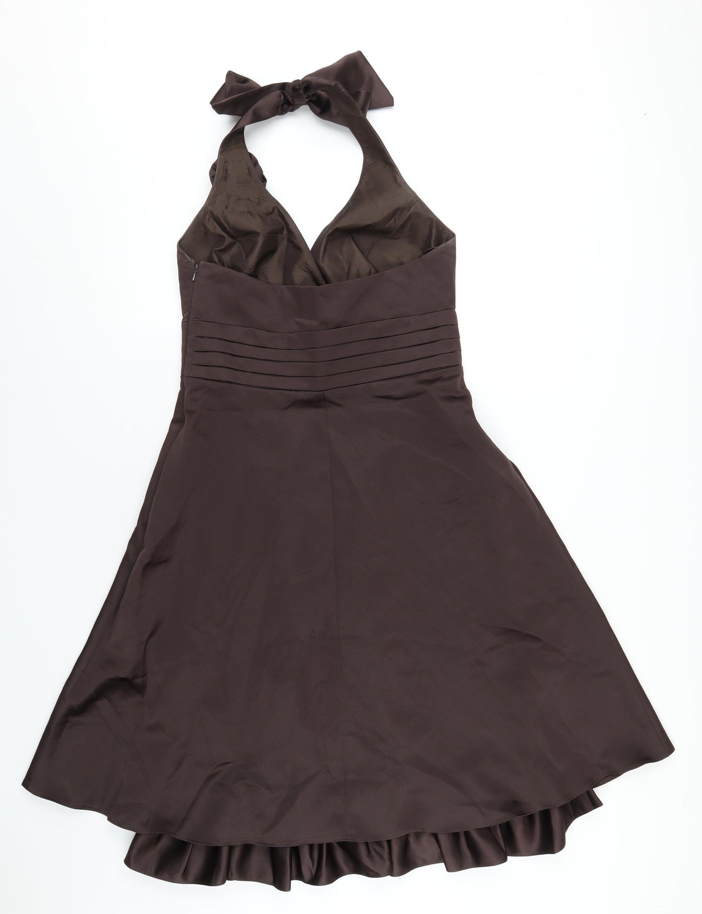Debut Womens Brown Polyester A-Line Size 10 Halter Zip