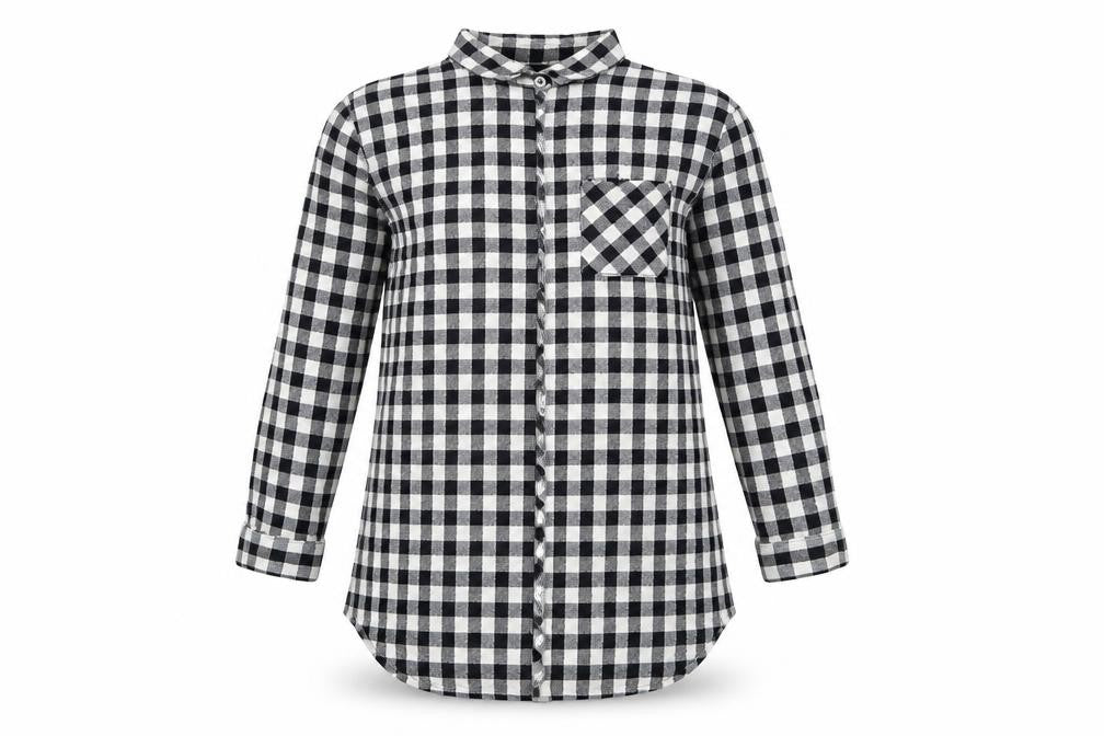 NEXT Girls Black Check Cotton Shirt Dress Size 10 Years Collared Button