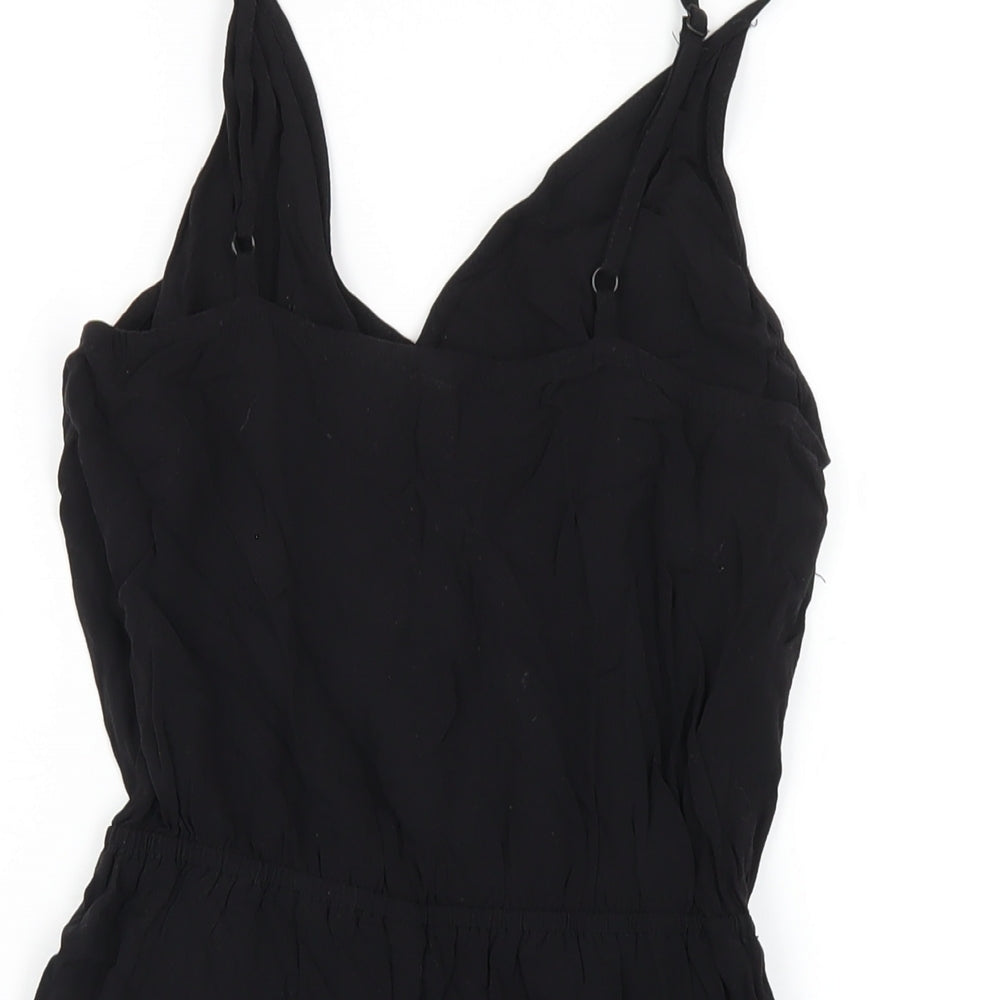 H&M Womens Black Viscose Playsuit One-Piece Size 6 Pullover