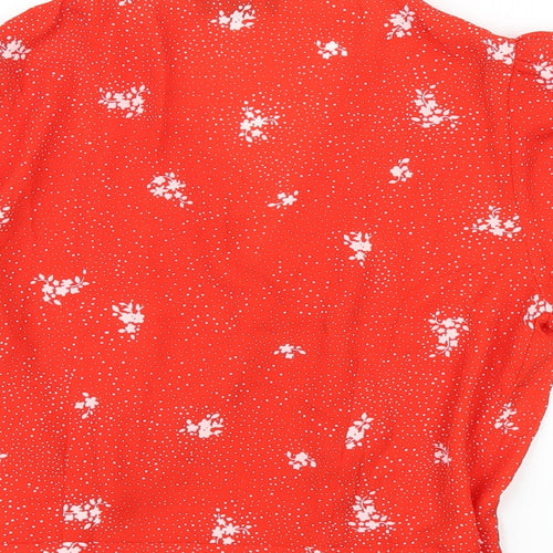 Tamara H. Womens Red Geometric Polyester Wrap T-Shirt Size S V-Neck
