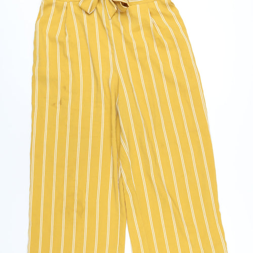 New Look Womens Yellow Striped Polyester Capri Trousers Size 14 L23 in Regular