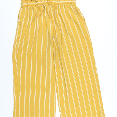New Look Womens Yellow Striped Polyester Capri Trousers Size 14 L23 in Regular