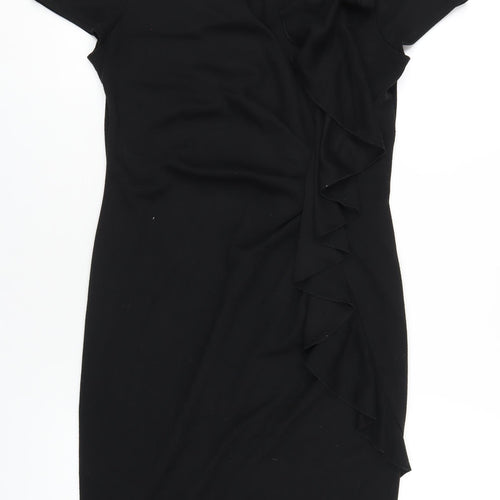 Red Herring Womens Black Polyester Bodycon Size 8 Scoop Neck Pullover