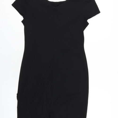 Red Herring Womens Black Polyester Bodycon Size 8 Scoop Neck Pullover