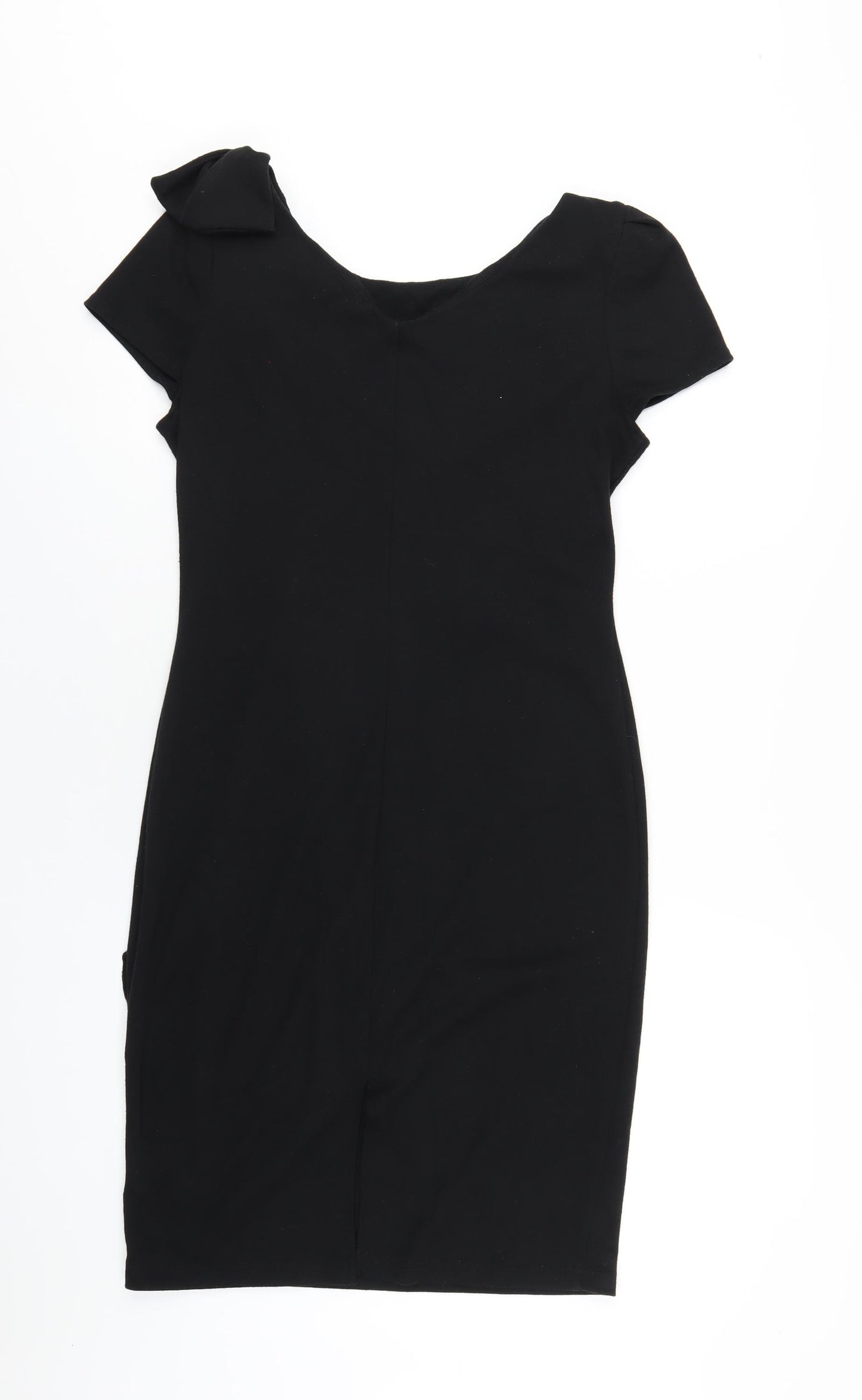Red Herring Womens Black Polyester Bodycon Size 8 Scoop Neck Pullover