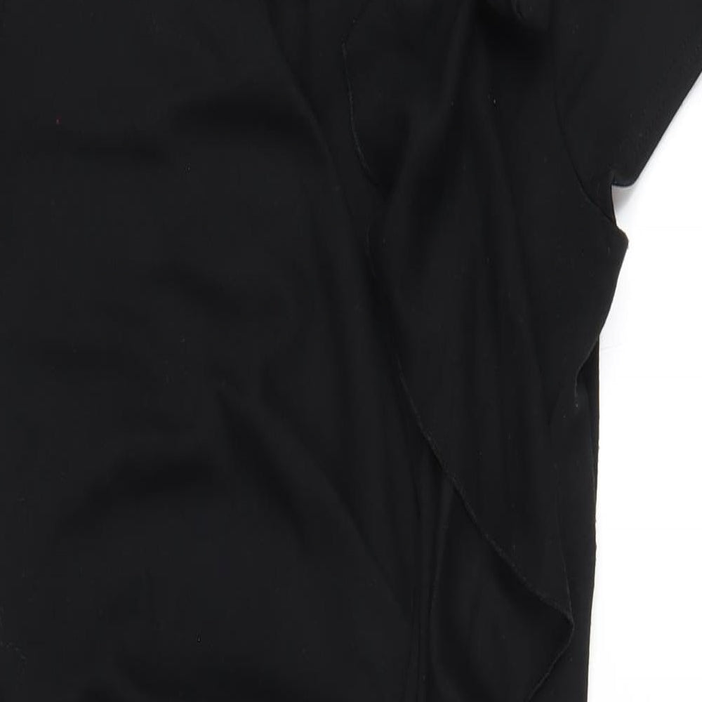 Red Herring Womens Black Polyester Bodycon Size 8 Scoop Neck Pullover