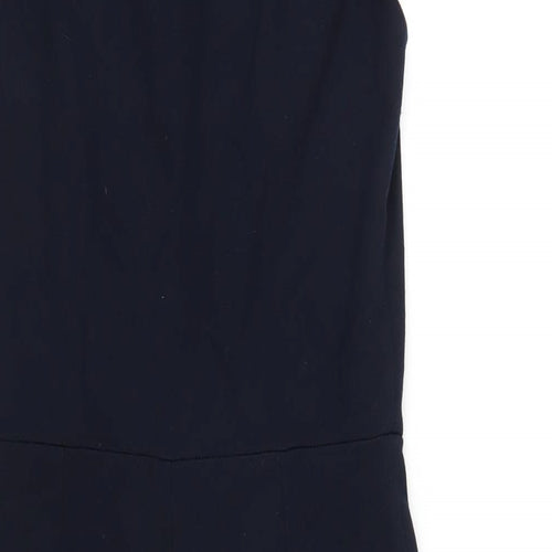 Mango Womens Blue Viscose A-Line Size S Boat Neck Zip