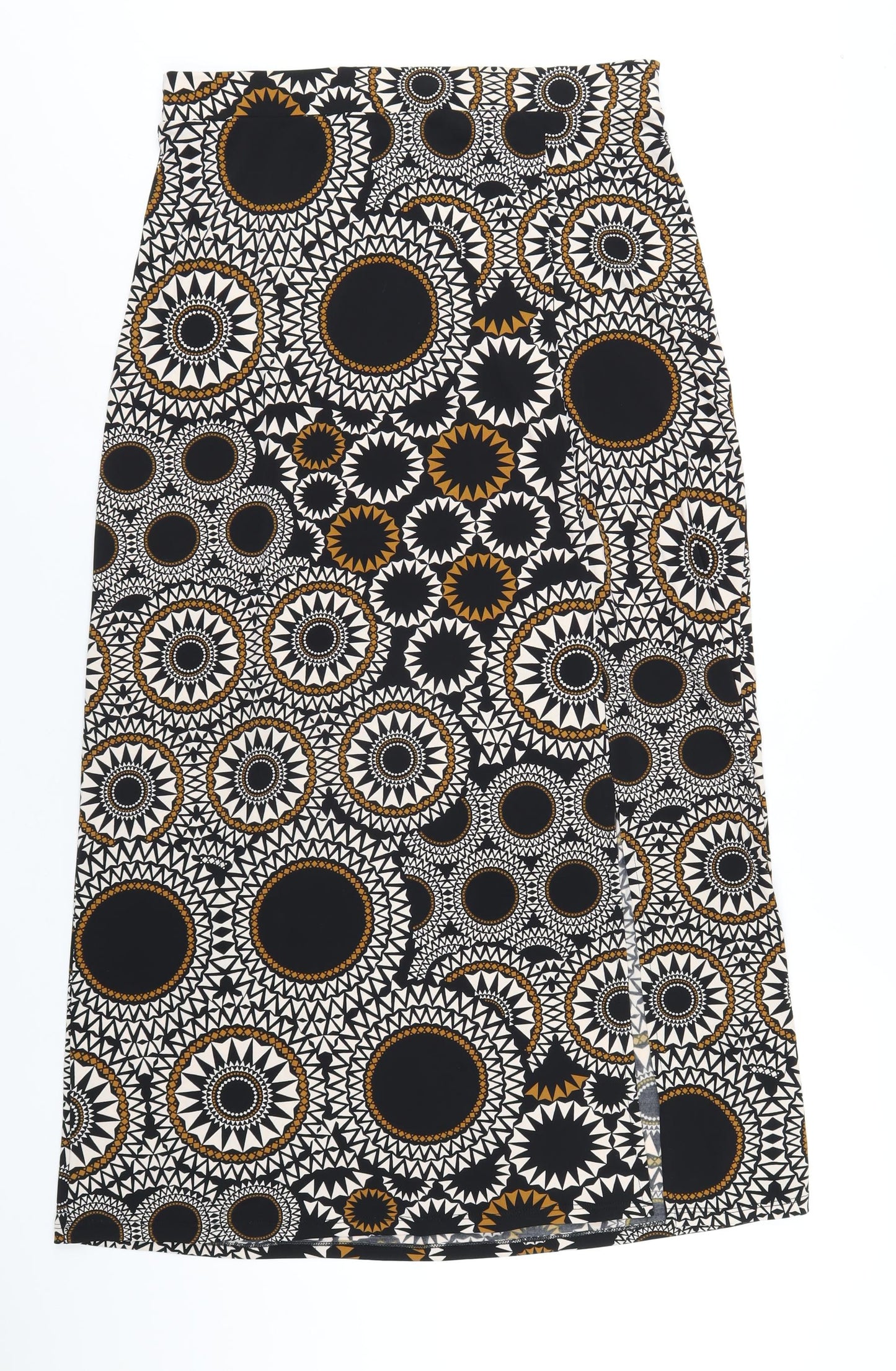 M&Co Womens Multicoloured Geometric Polyester A-Line Skirt Size 14