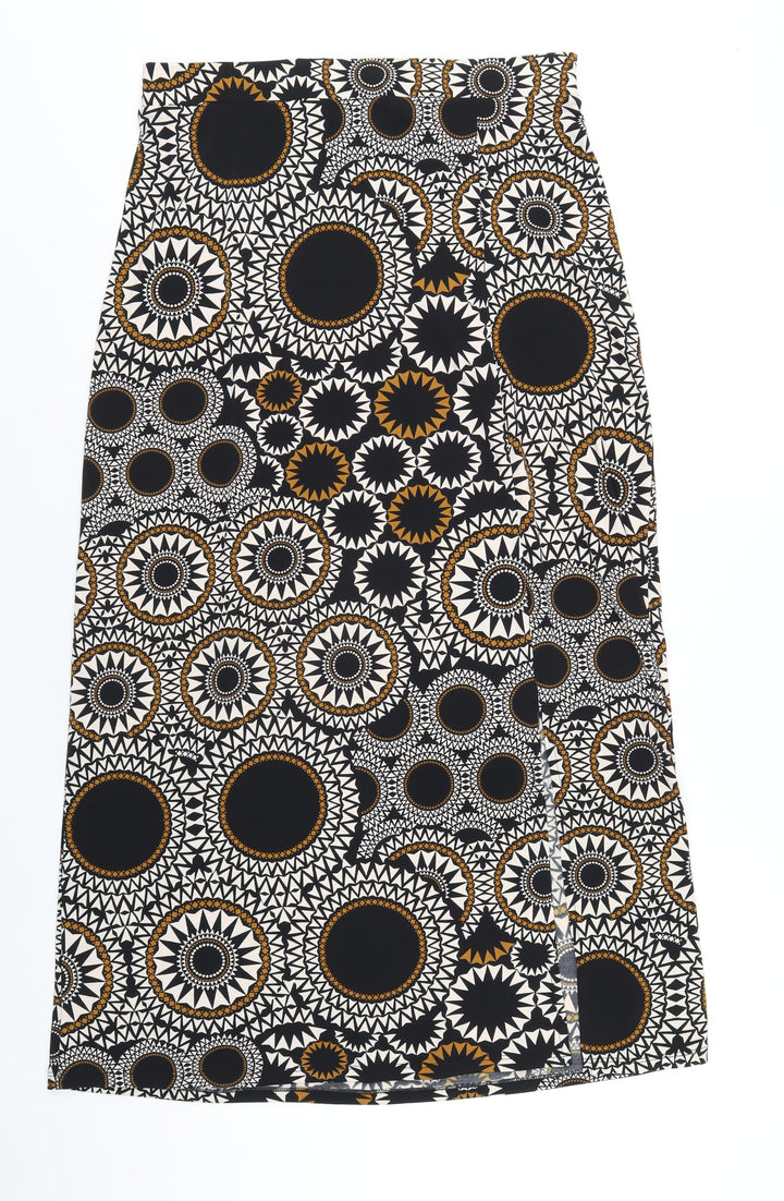 M&Co Womens Multicoloured Geometric Polyester A-Line Skirt Size 14